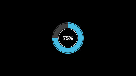 Pie-Chart-0-to-75%-Percentage-Infographics-Loading-Circle-Ring-or-Transfer,-Download-Animation-with-alpha-channel.